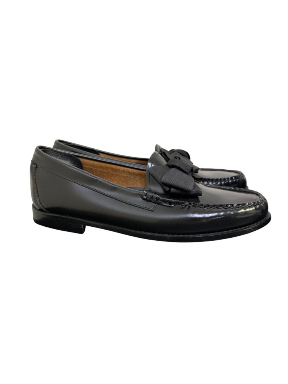 G.H. Bass Weejuns Black Leather Bow Loafers Size 10 - Picture 5 of 7